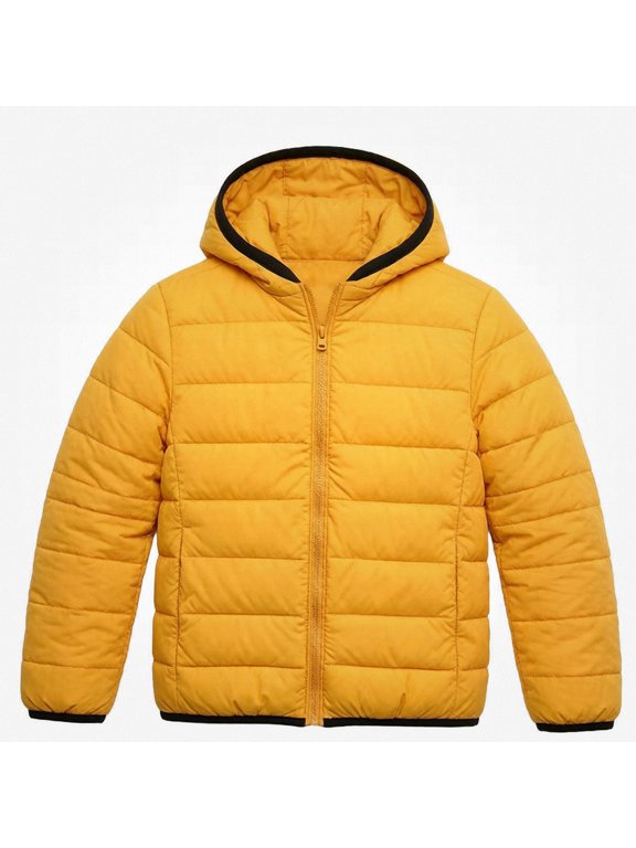 Kids Coat (1-12 Years) Hooded Quilted Warm Jacket Polyester Yellow Size 12M