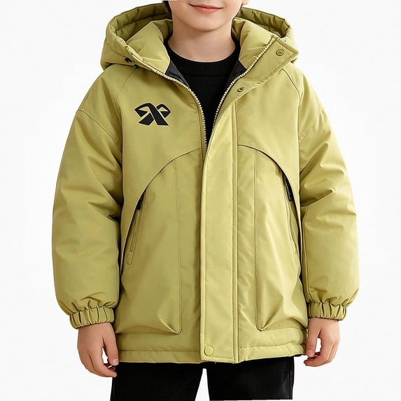 NORO ARK Kids Coat Hooded Quilted Winter Jacket (5-15 Years) Warm Polyester Coat Green Size 5T