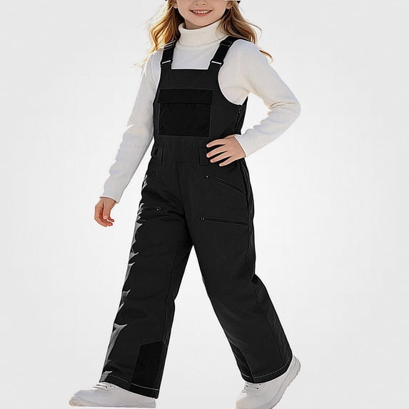 NORO ARK Kids Ski Overalls (4-13 Years) Windproof Insulated Snowwear Oxford Cloth Snow Pants Black Size 10