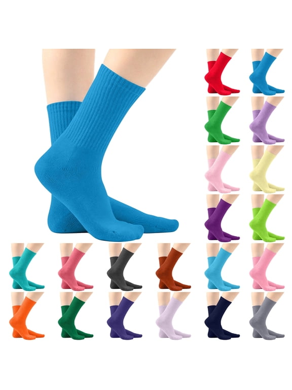 Unisex Kids Mid-Calf Socks for Boys and Girls 100% Cotton Straight-Leg School Socks Uniform Socks Breathable Student Socks Dark Blue Size 5-13 Years