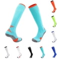 thumbnail image 1 of NORO ARK Unisex Knee-High Soccer Socks Breathable Cushioned Football Socks For Youth And Teens Light Blue Size 3T, 1 of 6