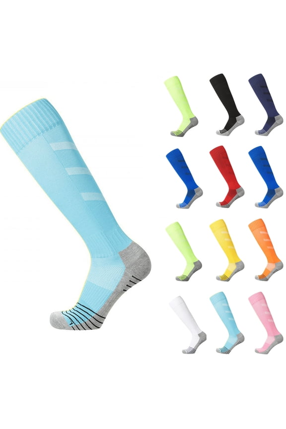 Unisex Soccer Socks(3–17)Knee-High Breathable Sport Socks With Cushioned Sole for Boys and Girls Sky Blue Size 3T