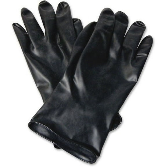 NORTH 11" Unsupported Butyl Gloves Chemical Protection - 10 Size Number - Butyl - Black - Water Resistant, Durable, Chemical Resistant, Ketone Resistant, Rolled Beaded Cuff, Comfortable, Abrasion Resi