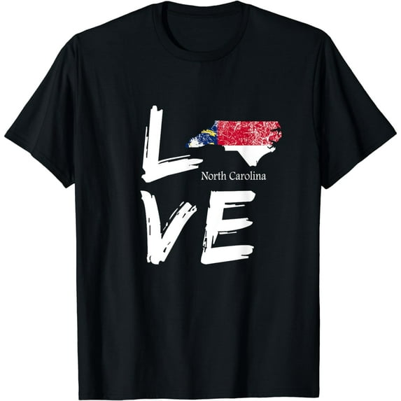 NORTH CAROLINA NC Souvenir Love Distressed State T Shirt
