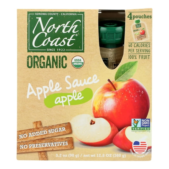 NORTH COAST - Organic Applesauce Squeeze Pouch Snack - 12.8 Oz, Case of 6