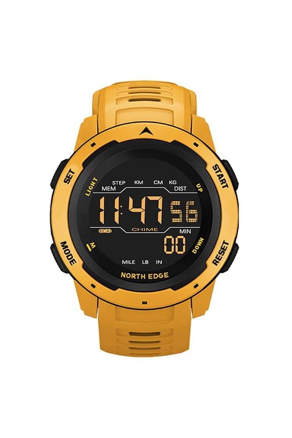 Men's Dual Time Sports Watch with Pedometer and Alarm Clock - Waterproof 50M Digital Watch for Active Lifestyles