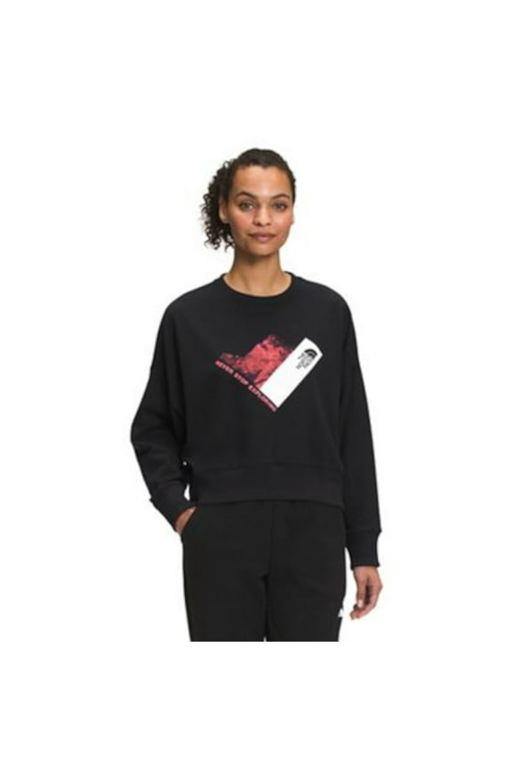 NORTH FACE Womens Black Ribbed Logo Graphic Sweatshirt L