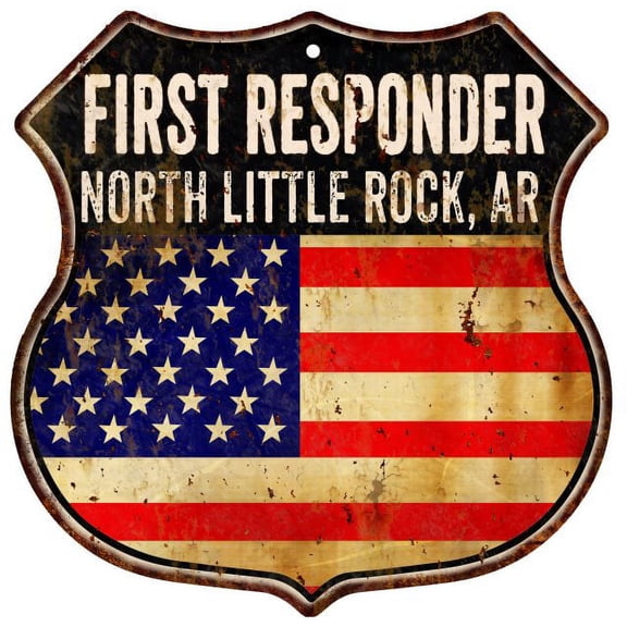 NORTH LITTLE ROCK, AR First Responder USA 12x12 Sign Fire Police 211110022535