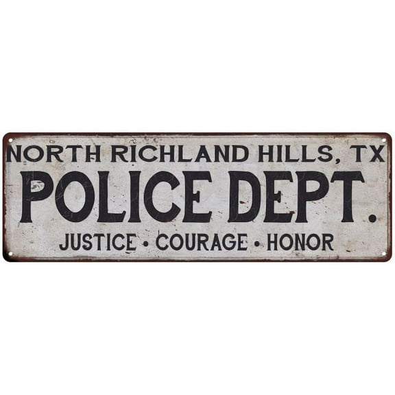 NORTH RICHLAND HILLS, TX POLICE DEPT. Vintage Look Metal Sign Chic Decor 206180012499