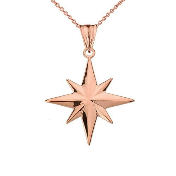 NORTH STAR PENDANT NECKLACE IN ROSE GOLD : 14K Pendant with 18" chain