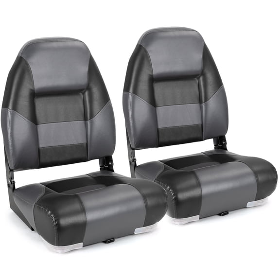 NORTHCAPTAIN Deluxe A Pair of Marine High Back Folding Fishing Boat Seat,Stainless Steel Screws Included,Charcoal/Black 2 Seats