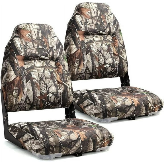 NORTHCAPTAIN Deluxe Camo High Back Folding Fishing Boat Seat,Stainless Steel Screws Included,Camo,2 Seats