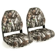 NORTHCAPTAIN Deluxe Camo High Back Folding Fishing Boat Seat,Stainless Steel Screws Included,Camo,2 Seats