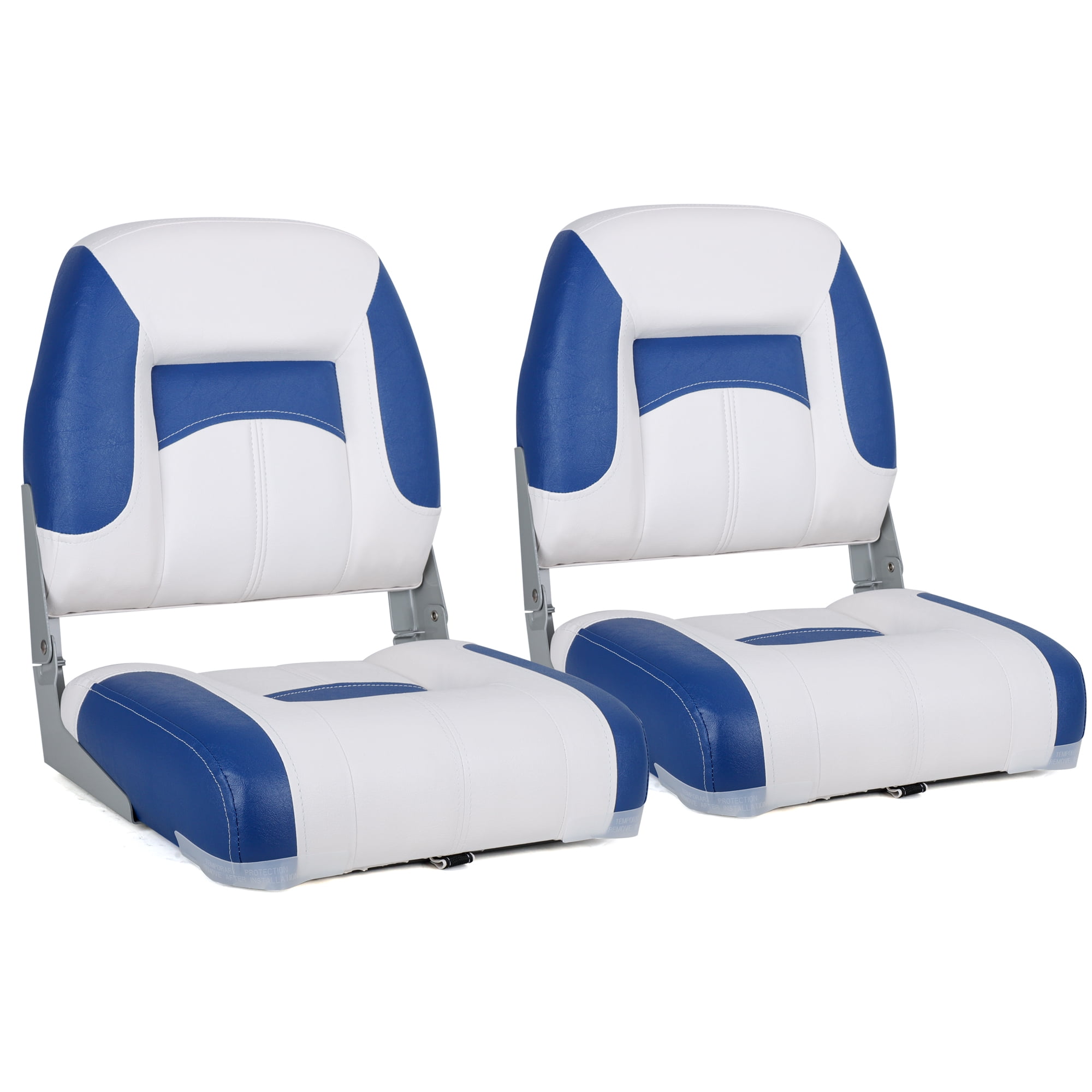 NORTHCAPTAIN Deluxe White/Pacific Blue Low Back Folding Boat Seat