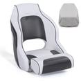 thumbnail image 1 of NORTHCAPTAIN M1 Premium Sport Flip Up Boat Seat Captain Bucket Seat with Boat Seat Cover,White/Charcoal, 1 of 7