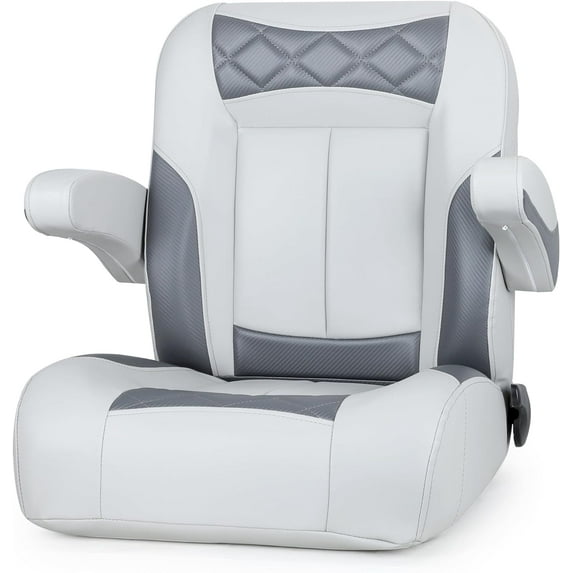 NORTHCAPTAIN Premium Reclining Pontoon Captain's Chair Low Back Boat Bucket Seat with Armrest,Light Grey/Charcoal