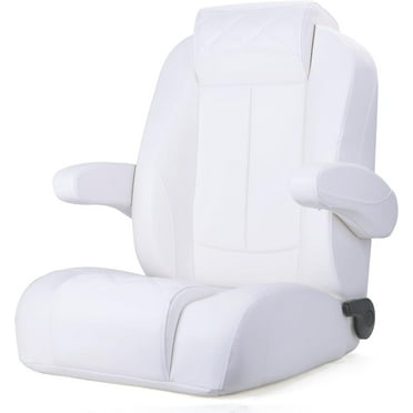 NORTHCAPTAIN Premium Reclining Pontoon High Back Captain's Chair Boat Bucket Seat with Armrest,White