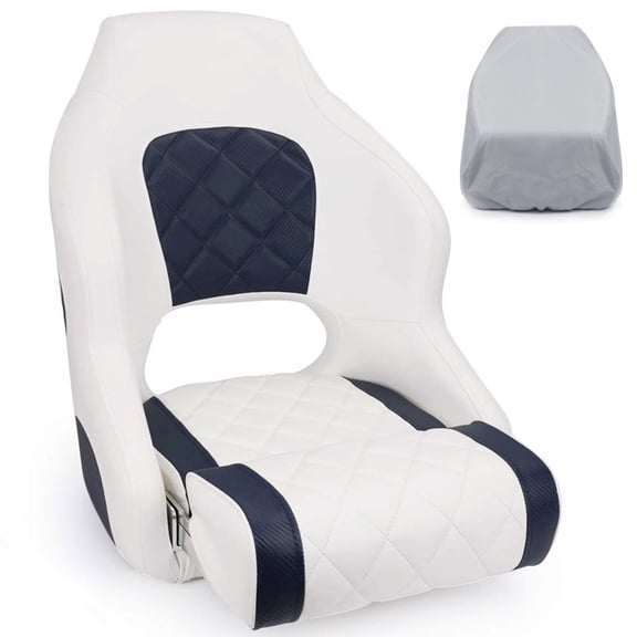 NORTHCAPTAIN Premium Sport White Flip Up Boat Seat Captain Bucket Seat