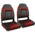 thumbnail image 1 of NORTHCAPTAIN S1 Deluxe High Back Folding Boat Seat(2 Seats),Charcoal/Red,Stainless Steel Screws Included, 1 of 6