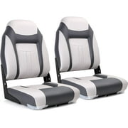 NORTHCAPTAIN S1 Deluxe High Back Folding Boat Seat,Stainless Steel Screws Included,Light Grey/Charcoal(2 Seats)