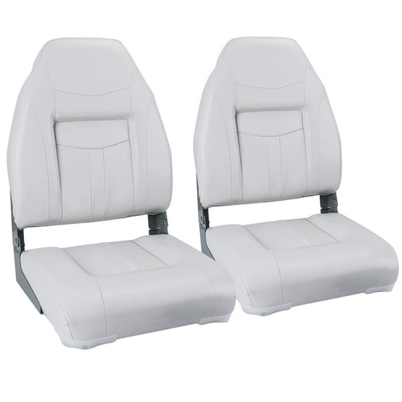 NORTHCAPTAIN S1 Deluxe High Back Folding Boat Seat,Stainless Steel Screws Included,White(2 Seats)