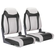 NORTHCAPTAIN S1 Deluxe High Back Folding Boat Seat,Stainless Steel Screws Included,White/Charcoal(2 Seats)