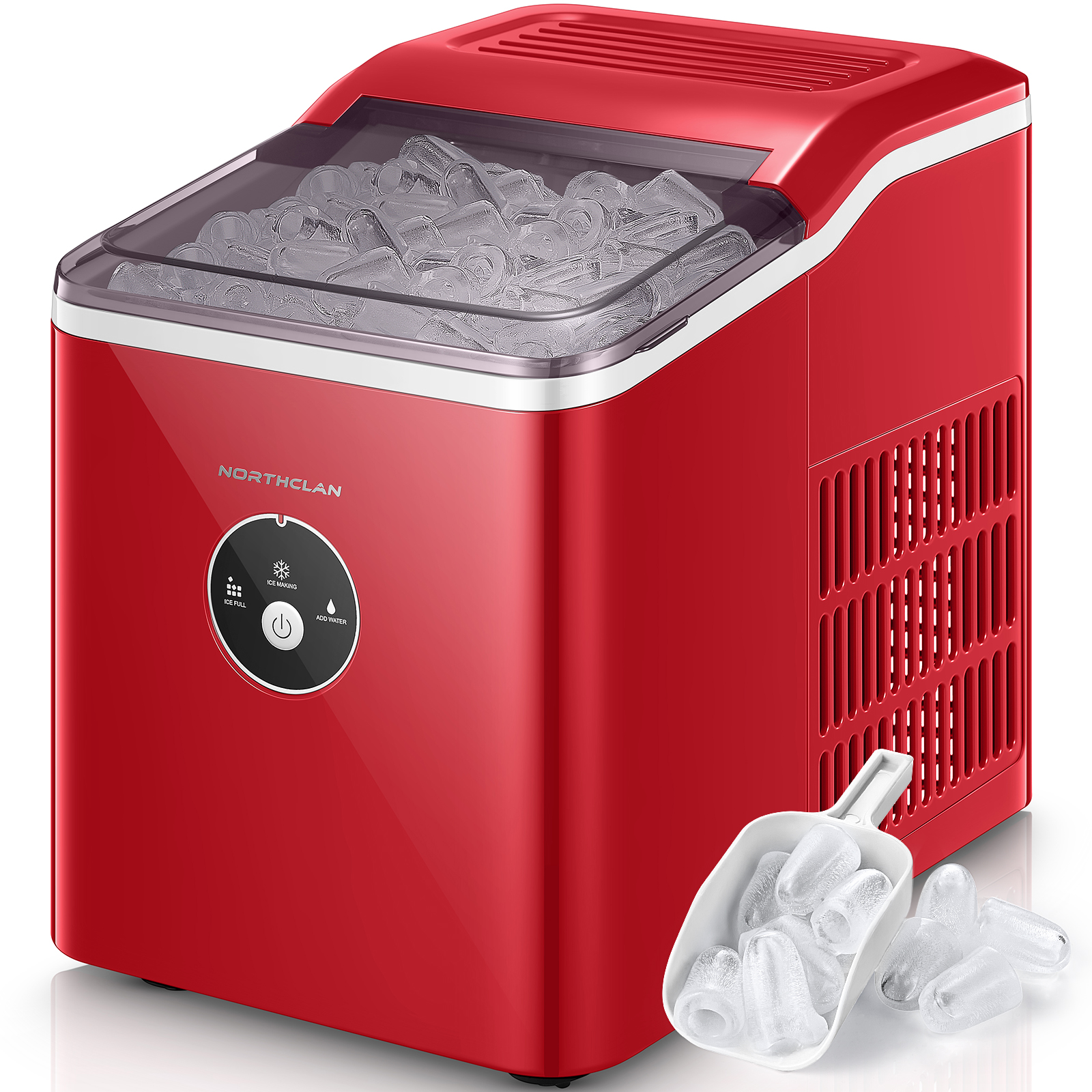 Frigidaire 40 lbs Countertop Clear Square Ice Maker EFIC452, Red