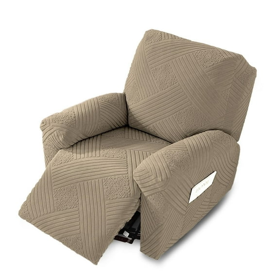 Northern Brothers 4-Piece Stretch Recliner Chair Slipcovers with No.1 Jacquard Pattern, for 1-Seater Recliners, Khaki