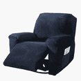 thumbnail image 1 of Northern Brothers Stretch Velvet 1-Seater Sofa Recliner Slipcover, a set of 4 Lazy Lounge Recliner Protective Covers,Dark Blue, 1 of 6