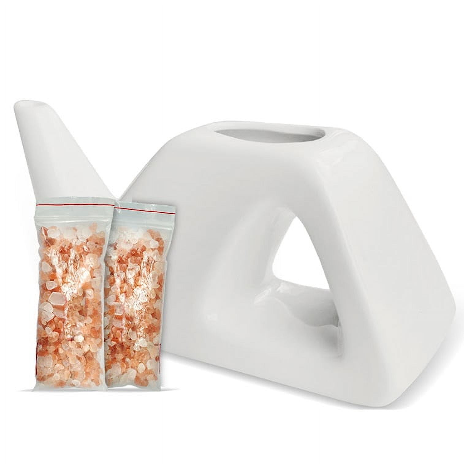 NORTHLANDZ Ceramic Neti Pot, Congestion Relief with Himalayan Pink Salt