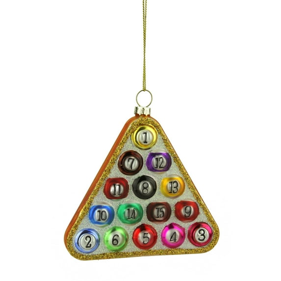 4" Vibrantly Colored Glass Pool Ball in Triangle Billiard Rack Christmas Ornament