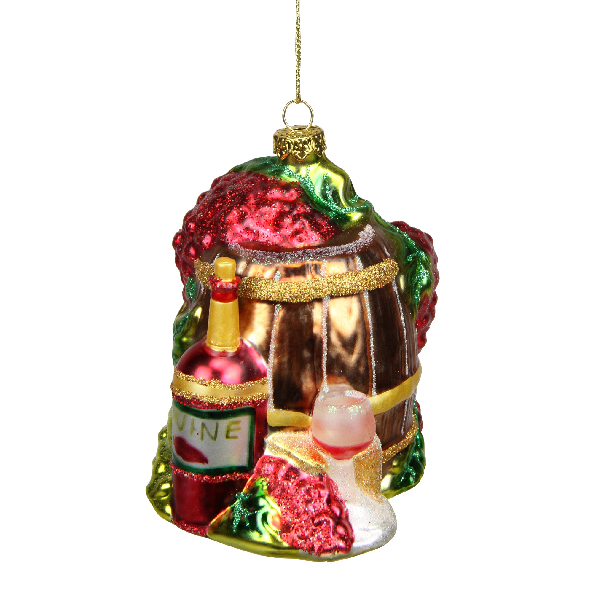 NORTHLIGHT 4" Tuscan Winery Wine Barrel Glass Christmas Ornament - Red - image 1 of 2