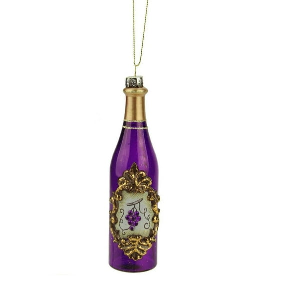 5.5" Tuscan Winery Purple Wine Bottle Glass Christmas Ornament