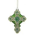 thumbnail image 1 of 5" Green and White Luck of the Irish Mercury Cross Glass Christmas Ornament, 1 of 6
