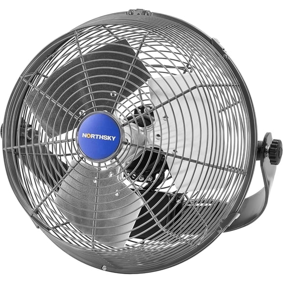 Northsky 12" Wall Mount Fan, 2400 CFM High Velocity 3-Speed Industrial Fan, UL Listed for Garage Workshop Greenhouse