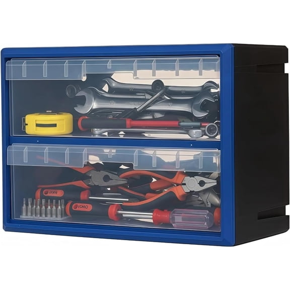 NORTHSKY 2-Drawer Small Parts Cabinet, Stackable Plastic Drawers for Desk, Craft Storage, Tool Box, Jewelry Organizers