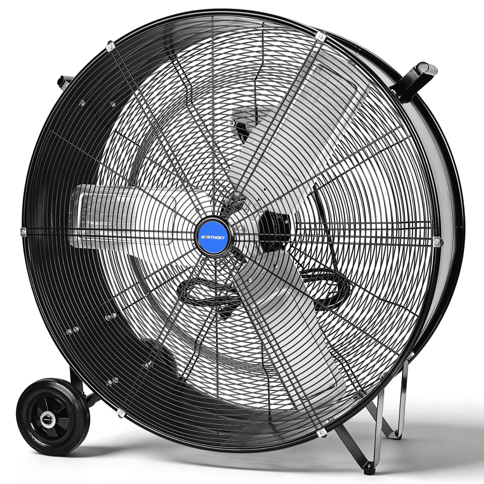NORTHSKY 36" Industrial Drum Fan, 15000 CFM High-Velocity, Heavy Duty Floor Fan with 2 Speeds, 1/3 HP Powerful Motor, 6 IN Wheels Barn Fan for Garage, Warehouse, Shop, Workshop, Factory, UL Listed