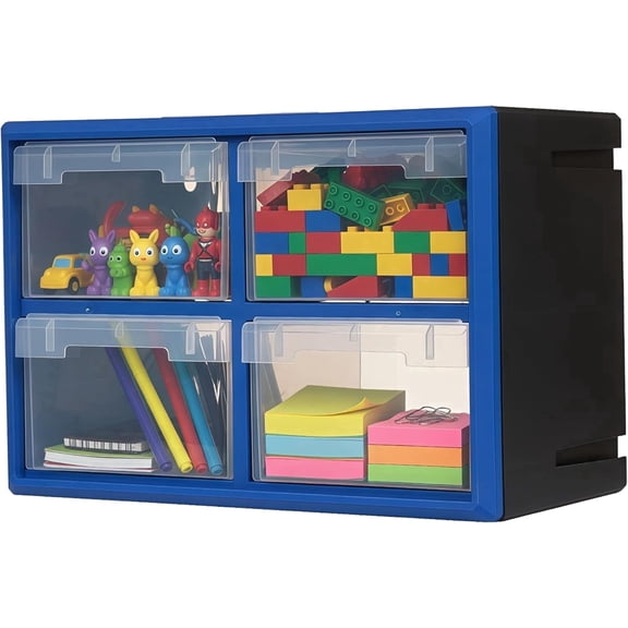 NORTHSKY 4-Drawer Plastic Drawer Storage Cabinet for Garage Organization, Bead Organizer, Building Bricks Storage, Jewelry Organizers,Teacher Toolbox, Clear