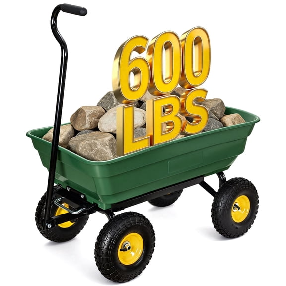 NORTHSKY 600 LBS Heavy Duty Garden Dump Cart,10" All-Terrain Wheels, 180° Rotating Handle, Yard Cart for Landscaping, Farm, and Outdoor Work (Garden Green)