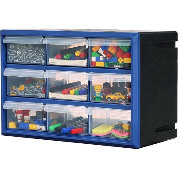 NORTHSKY 9-Drawer Plastic Drawer Storage Cabinet for Garage Organization, Bead Organizer, Building Bricks Storage, Jewelry Organizers,Teacher Toolbox, Clear
