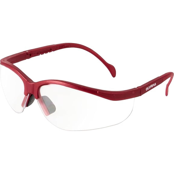 NORTHSKY Half-Frame Safety Glasses, Clear Lens, Anti-Scratch, Anti-Fog, Red