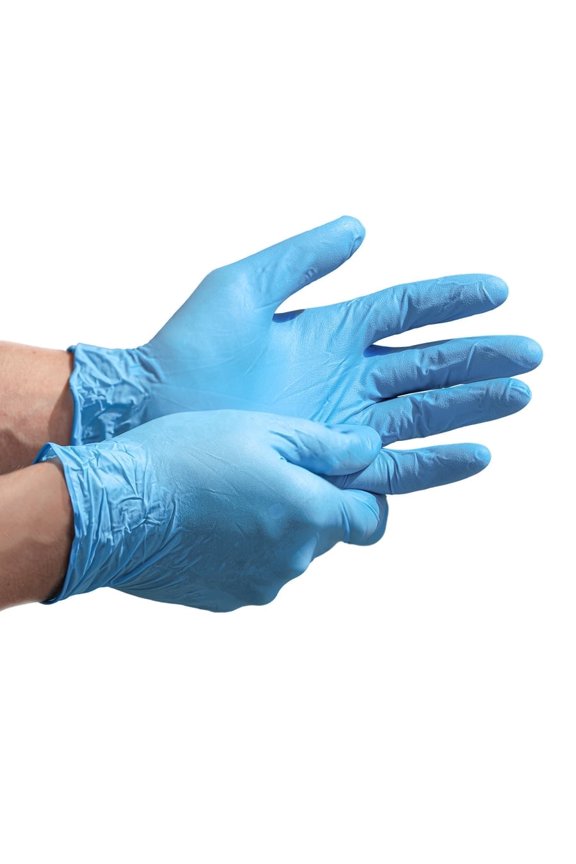 Olympia 6 mil Disposable Nitrile Gloves, Blue, Grain Grip, Large, 100 ct