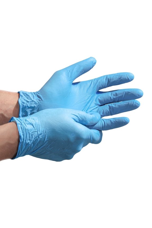 Olympia 6 mil Disposable Nitrile Gloves, Blue, Grain Grip, Small, 100 ct