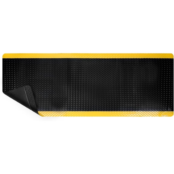 NORTHSKY Olympia Anti Fatigue Mat Industrial, Standing Mat, Yellow Border Safety, 8 x 3 ft, 15/16" Thick, Advanced High-Density Memory Foam, for Workshop Workstations, Laboratory Benches
