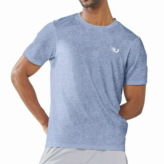NORTHYARD Men's Workout Shirts Running Athletic Short Sleeve T-shirts Blue Heather 3XL