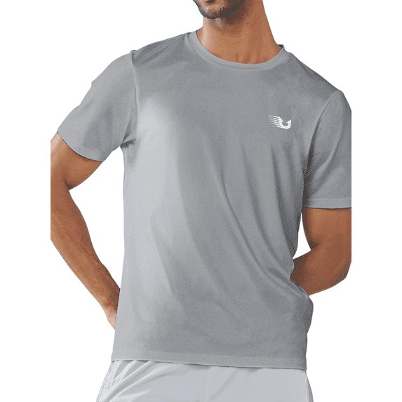 NORTHYARD Men's Workout Shirts Running Athletic Short Sleeve T-shirts Lightgrey S
