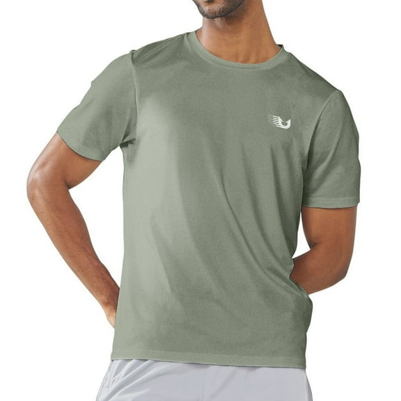 NORTHYARD Men's Workout Shirts Running Athletic Short Sleeve T-shirts Silver Sage L