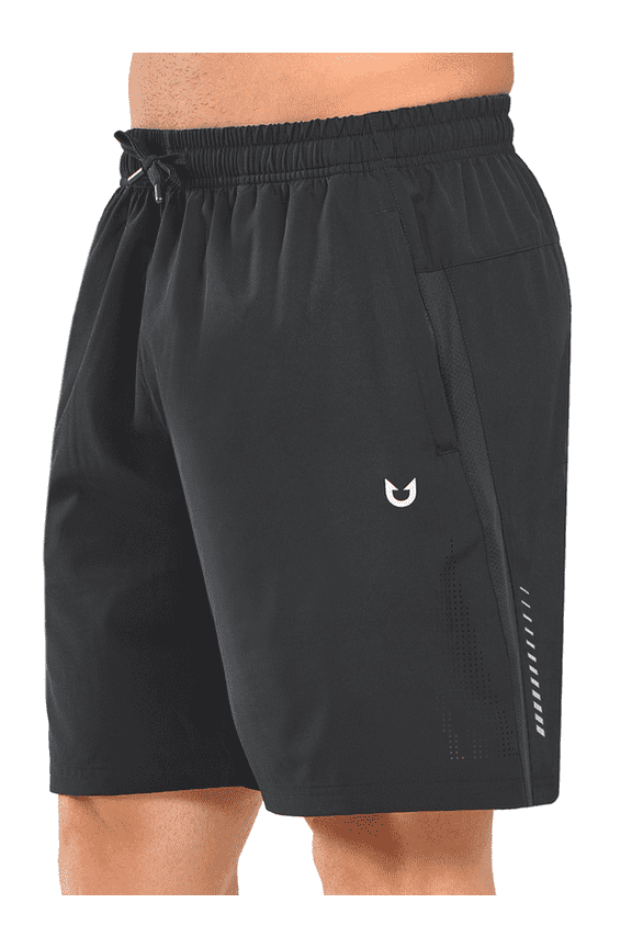 Men's Workout Shorts 7 Inch Breathable Athletic Running Hiking Shorts Black L