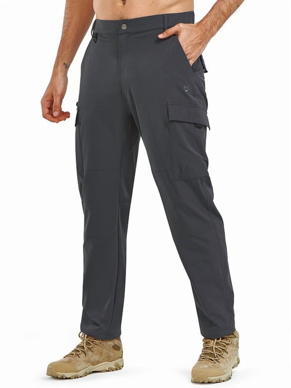 Cargo Pants for Men Hiking Camping Lightweight Quick Dry Waterproof Outdoor Work Pant with Multipockets Darkgrey L
