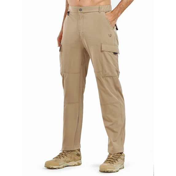NORTHYARD Cargo Pants for Men Hiking Camping Lightweight Quick Dry Waterproof Outdoor Work Pant with Multipockets Khaki L
